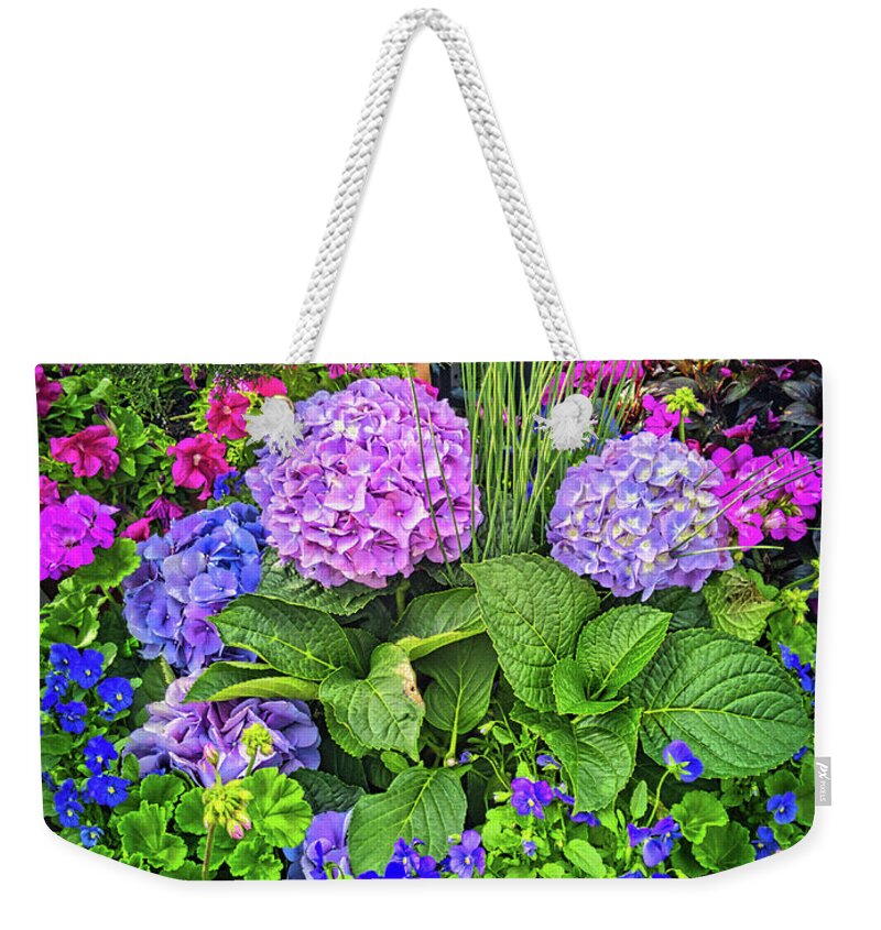 Flower Weekender Tote Bag featuring the photograph Planter Pots Disney Style by Portia Olaughlin