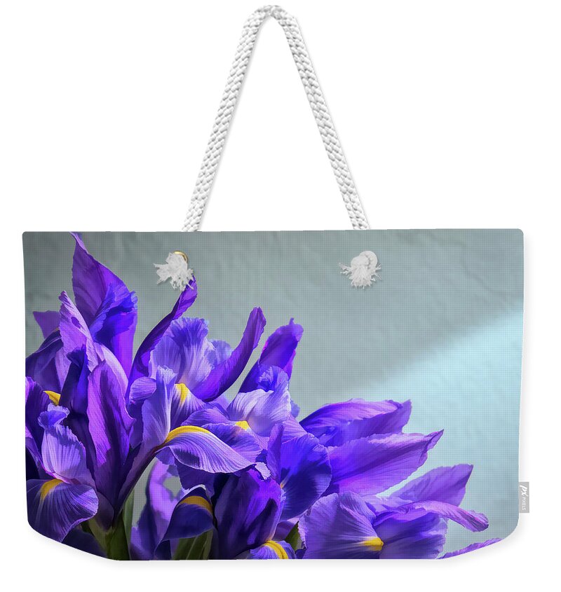 Iris Weekender Tote Bag featuring the photograph Playful Iris by Ginger Stein