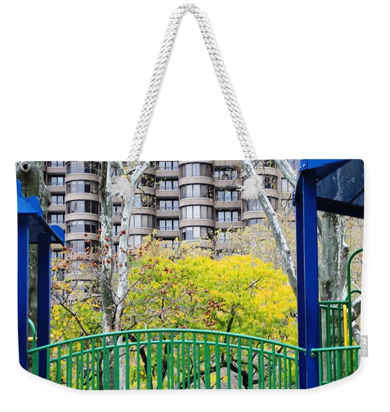 Cityscape Weekender Tote Bag featuring the photograph Playground in Autumn - A Murray Hill Impression by Steve Ember