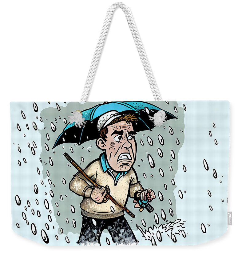 Golf Weekender Tote Bag featuring the mixed media Playing in the Rain by Stephen Smith Galleries
