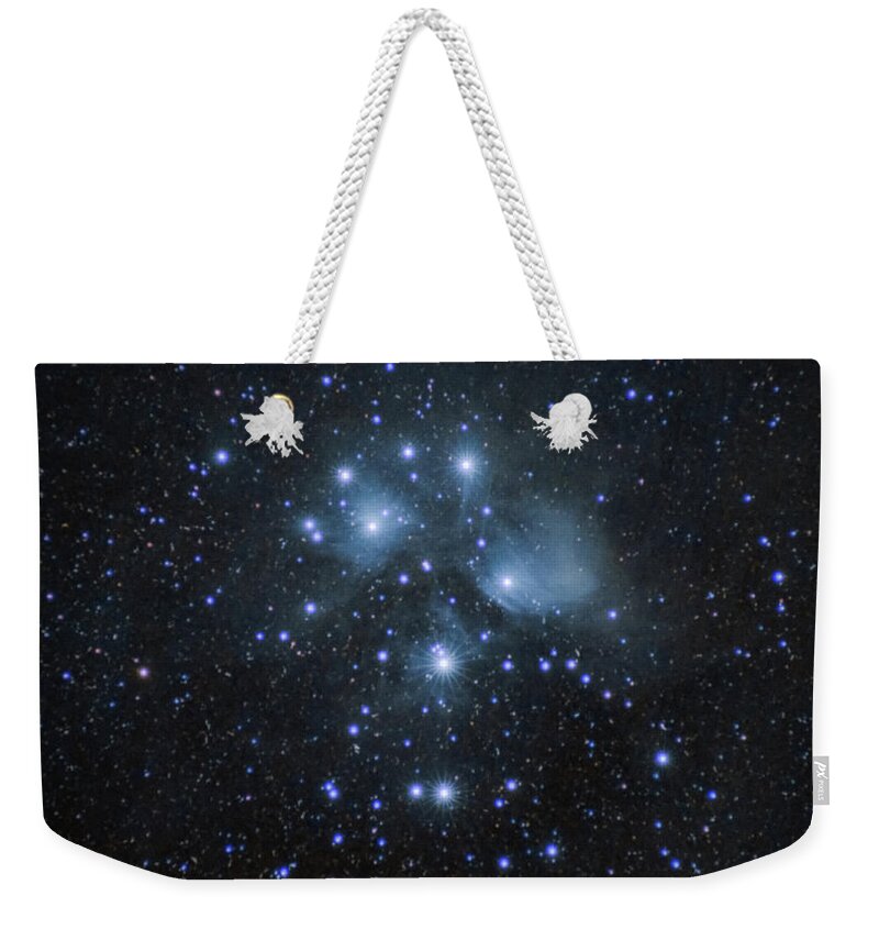 Astrophotography Weekender Tote Bag featuring the photograph Pleiades Star Cluster by Grant Twiss