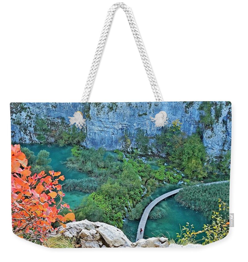 Plitvice Lakes Weekender Tote Bag featuring the photograph Plitvice Lakes View From Above by Yvonne Jasinski