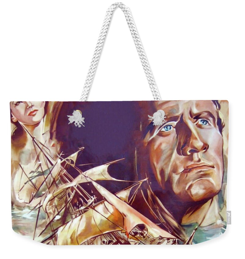 Plymouth Weekender Tote Bag featuring the painting ''Plymouth Adventure'', 1950, movie poster painting by Georg Schubert by Stars on Art