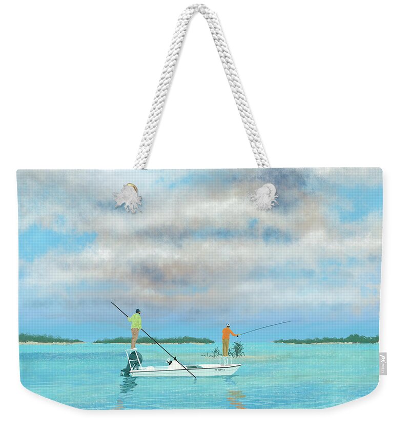 Bahamas Weekender Tote Bag featuring the digital art Pocket Island Paradise by Kevin Putman