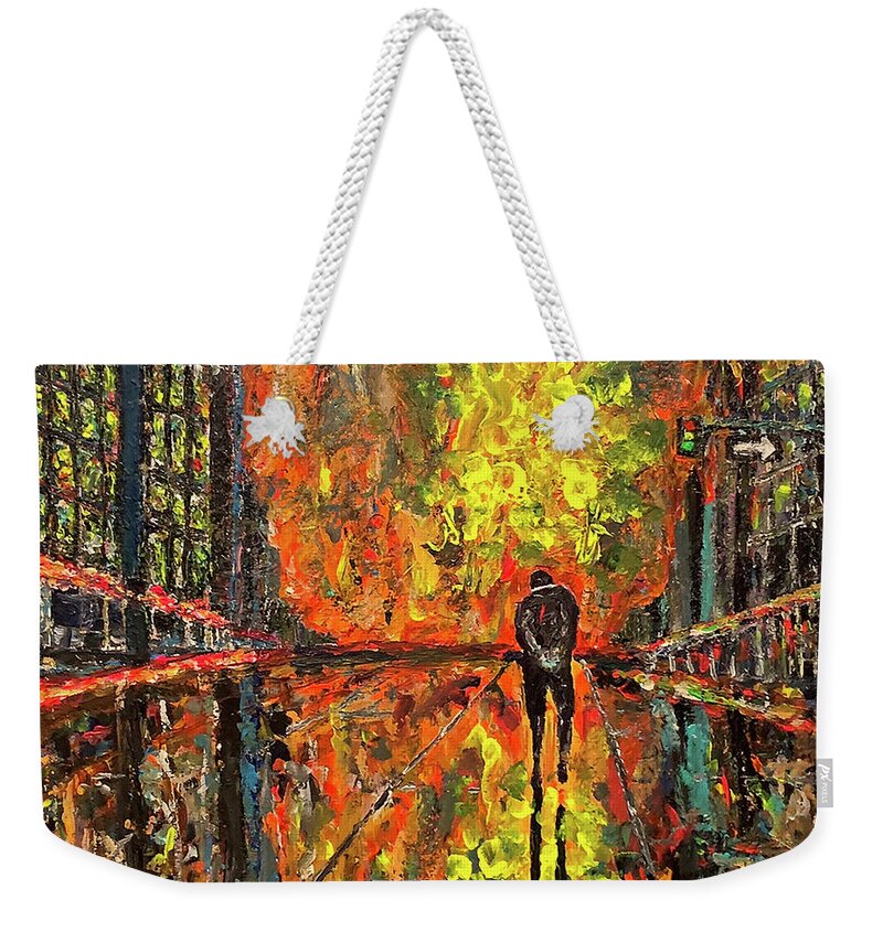 Nicholas Brendon Weekender Tote Bag featuring the painting Point of No Return by Nicholas Brendon
