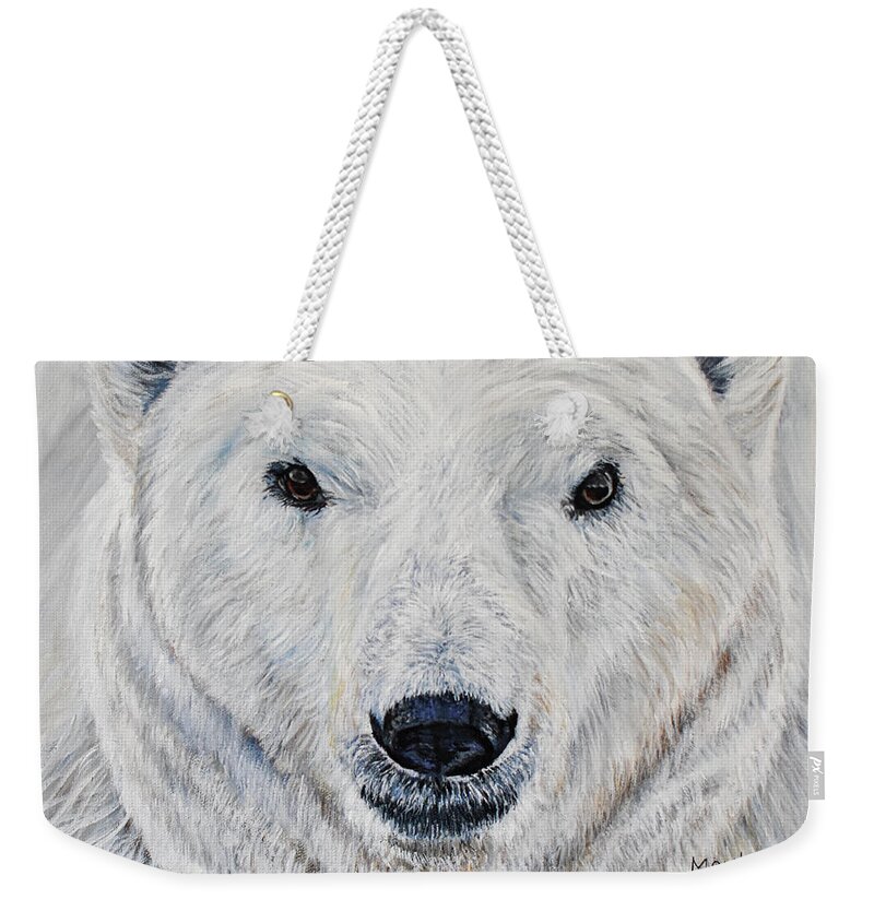 Hypercarnivores Weekender Tote Bag featuring the painting Polar Bear - Churchill by Marilyn McNish
