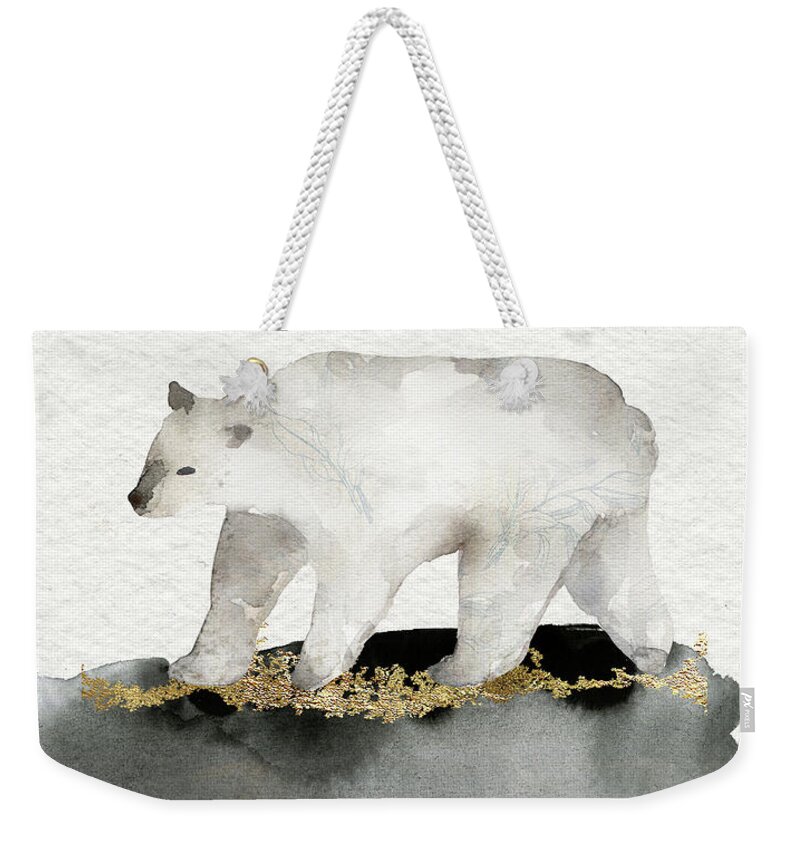 Polar Bear Weekender Tote Bag featuring the painting Polar Bear Watercolor Animal Painting by Garden Of Delights