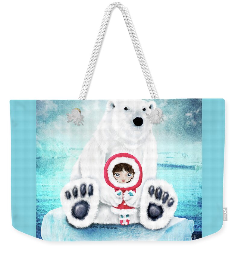 Polar Bear Weekender Tote Bag featuring the digital art Polar Bear Whisperer by Laura Ostrowski