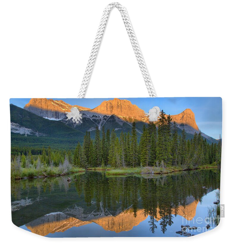 Three Weekender Tote Bag featuring the photograph Policeman Creek Sunrise Reflections by Adam Jewell