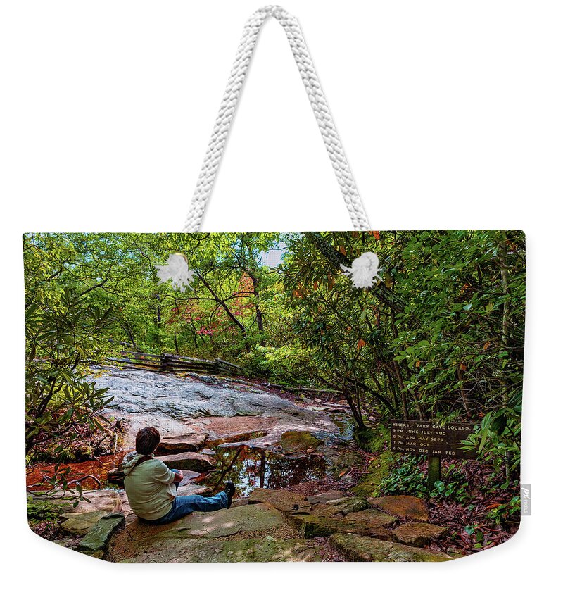 North Carolina Weekender Tote Bag featuring the photograph Pondering the Day by Dan Carmichael