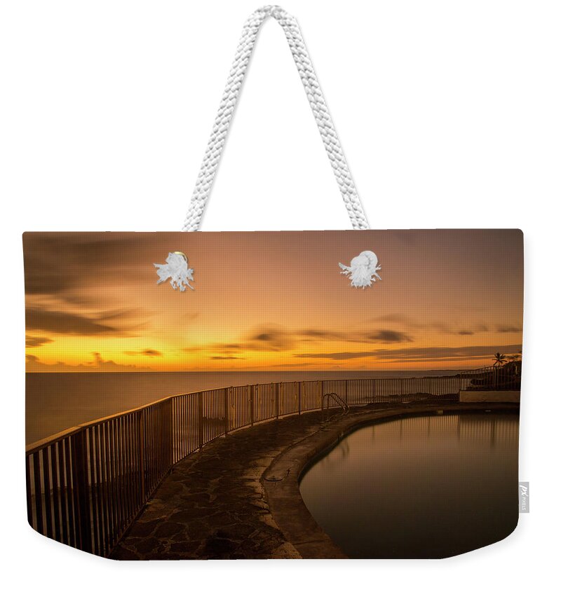 Time Weekender Tote Bag featuring the photograph Pool by the Ocean by Bill Cubitt