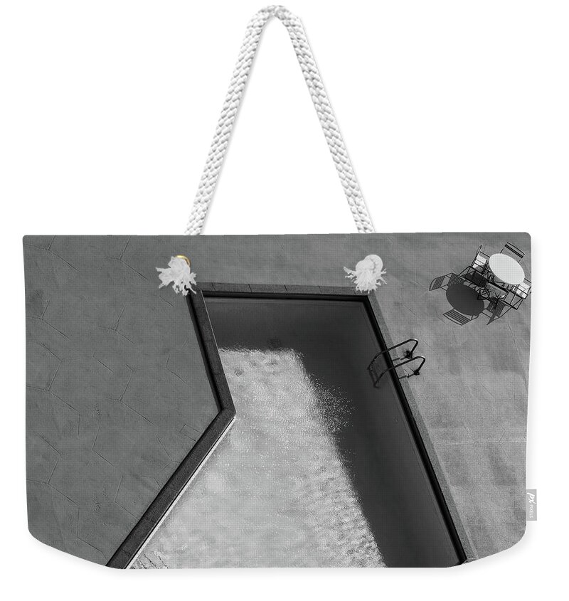 Swimming Pool Weekender Tote Bag featuring the photograph Pool Modern Bw by Laura Fasulo