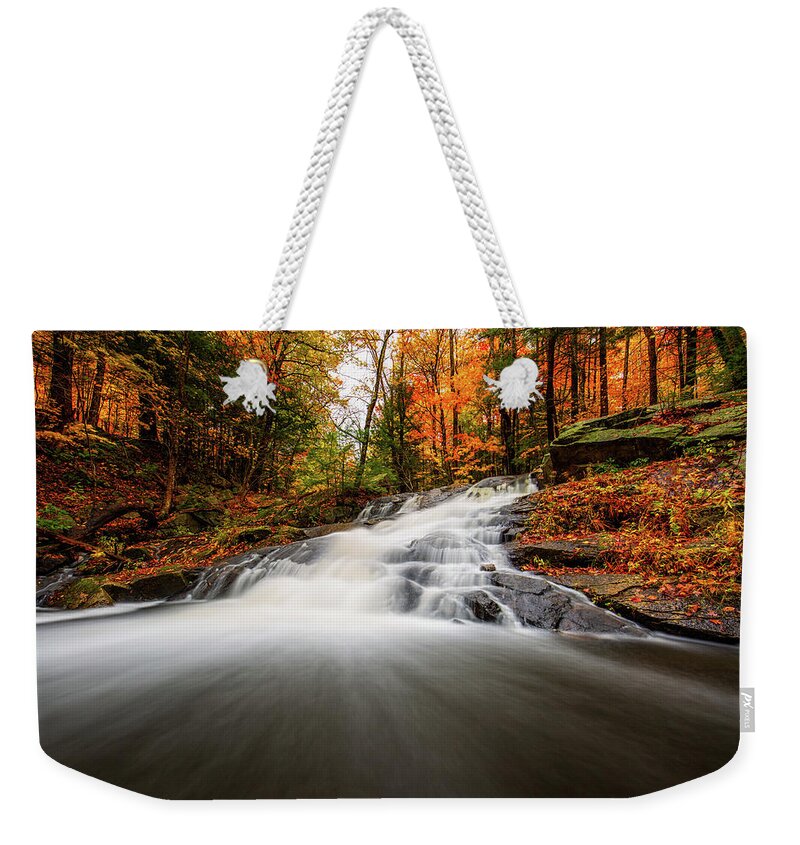 Gilford Weekender Tote Bag featuring the photograph Poor Farm Falls by Robert Clifford