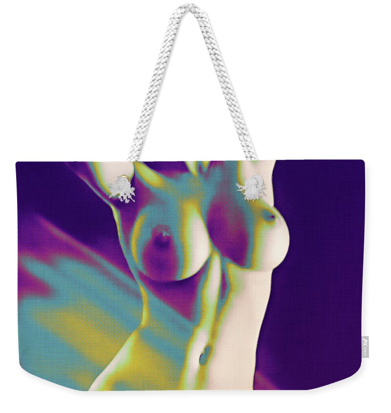 Nude Weekender Tote Bag featuring the mixed media Pop Art Nude Woman by Hillary Kladke