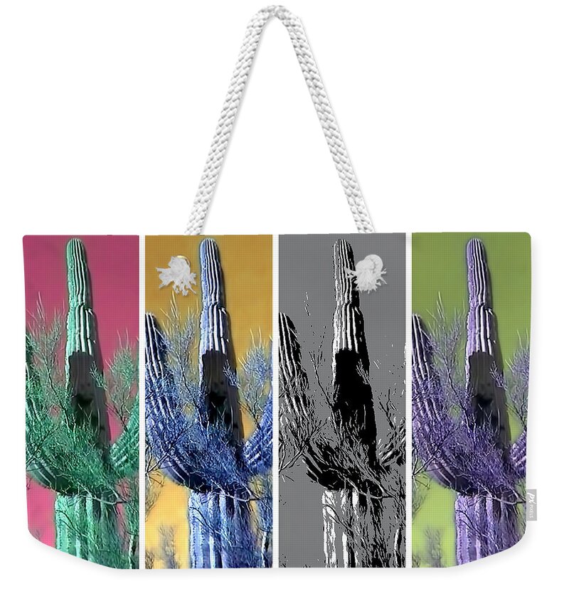 Arizona Weekender Tote Bag featuring the photograph Pop Saguaro Cactus by Judy Kennedy