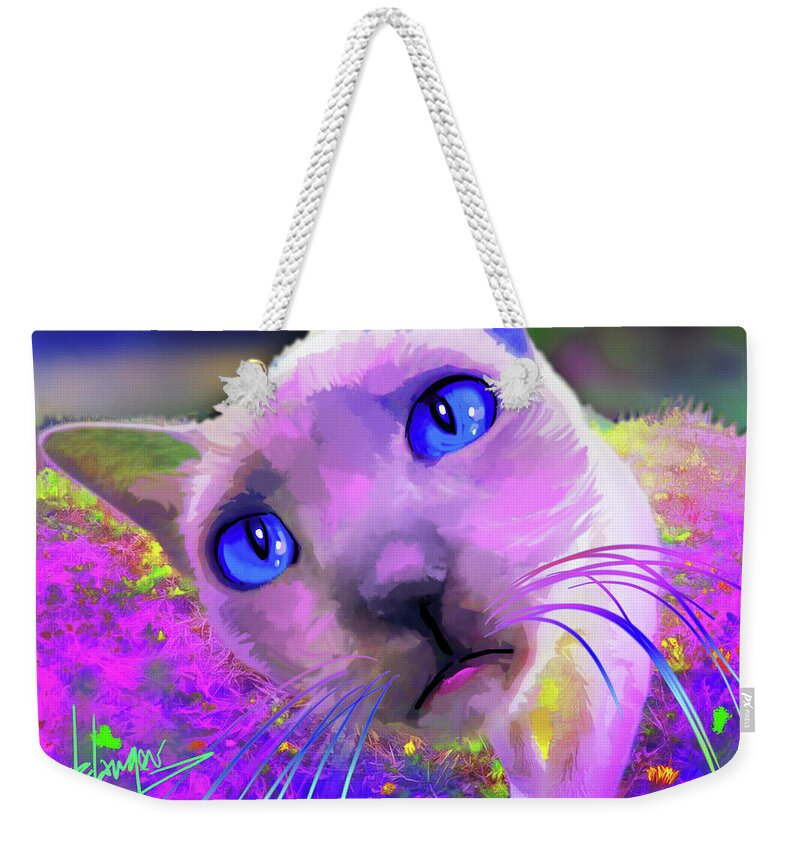 Poppet Weekender Tote Bag featuring the painting pOpCat Sake by DC Langer
