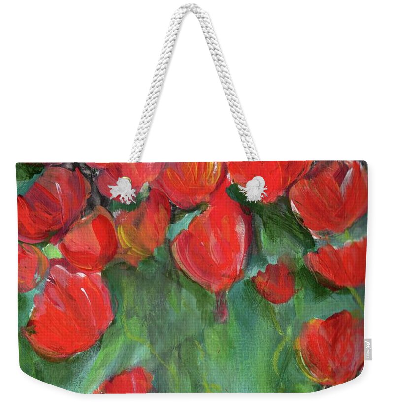 Poppies Weekender Tote Bag featuring the painting Poppies in Bloom by Diane Maley