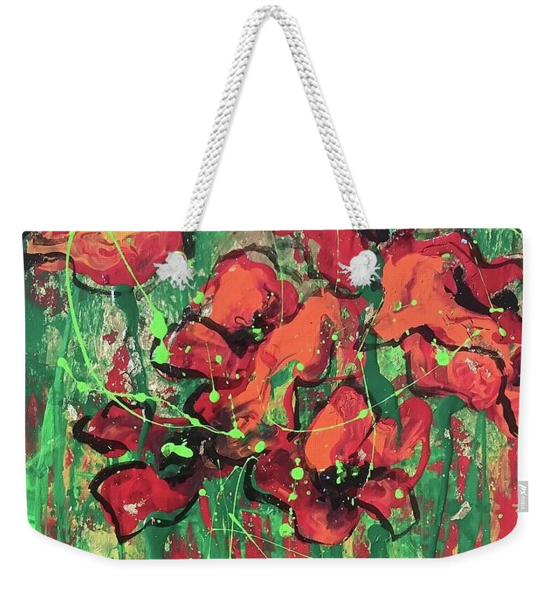 Poppies Weekender Tote Bag featuring the painting Poppies in the Sun by Elaine Elliott