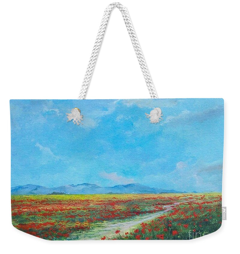 Poppy Field Weekender Tote Bag featuring the painting Poppy Field by Sinisa Saratlic