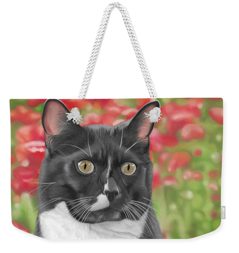 Cat Weekender Tote Bag featuring the painting Poppy by Karie-ann Cooper