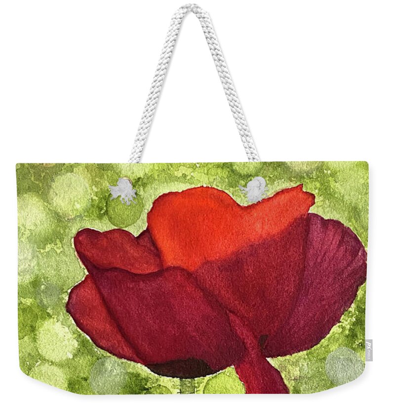 Poppy Weekender Tote Bag featuring the painting Poppy by Lisa Neuman