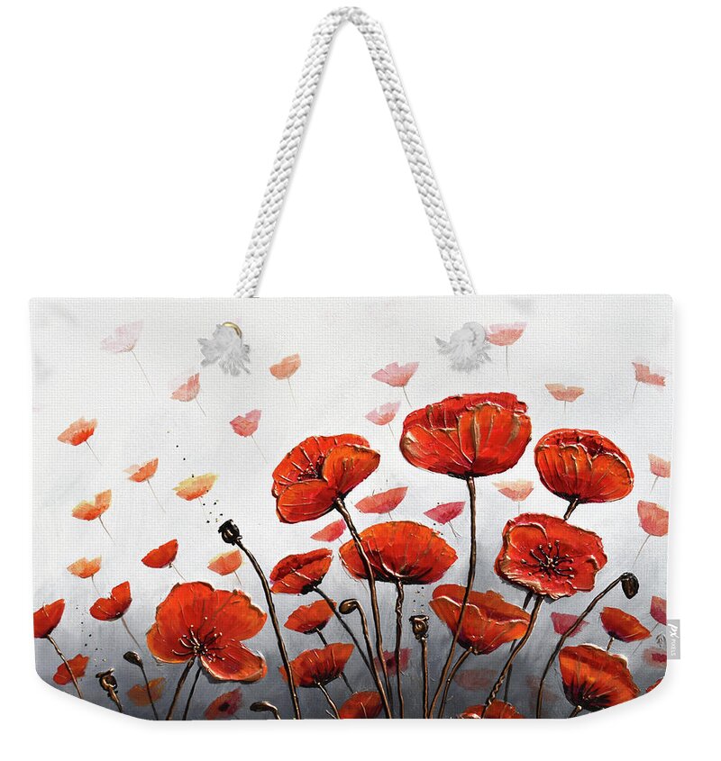 Red Poppies Weekender Tote Bag featuring the painting Poppy Summer Delight by Amanda Dagg