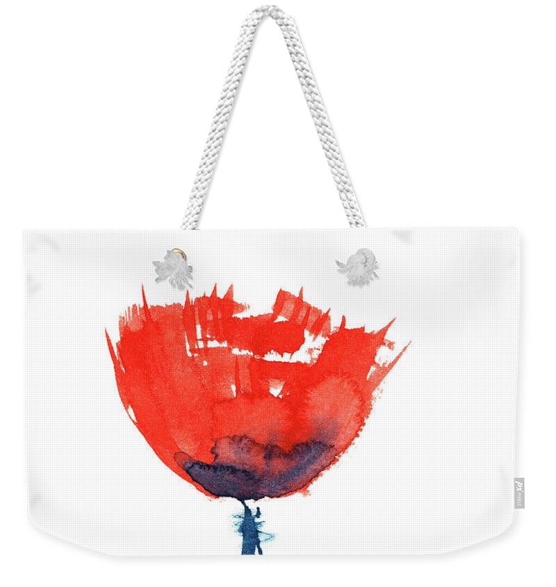 Red Poppy Weekender Tote Bag featuring the painting Poppy by Zaira Dzhaubaeva