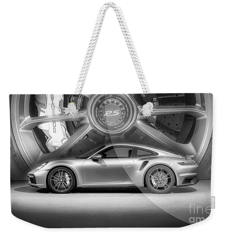 Porsche 991 Weekender Tote Bag featuring the photograph Porsche Poster Wall Art Black and White by Stefano Senise