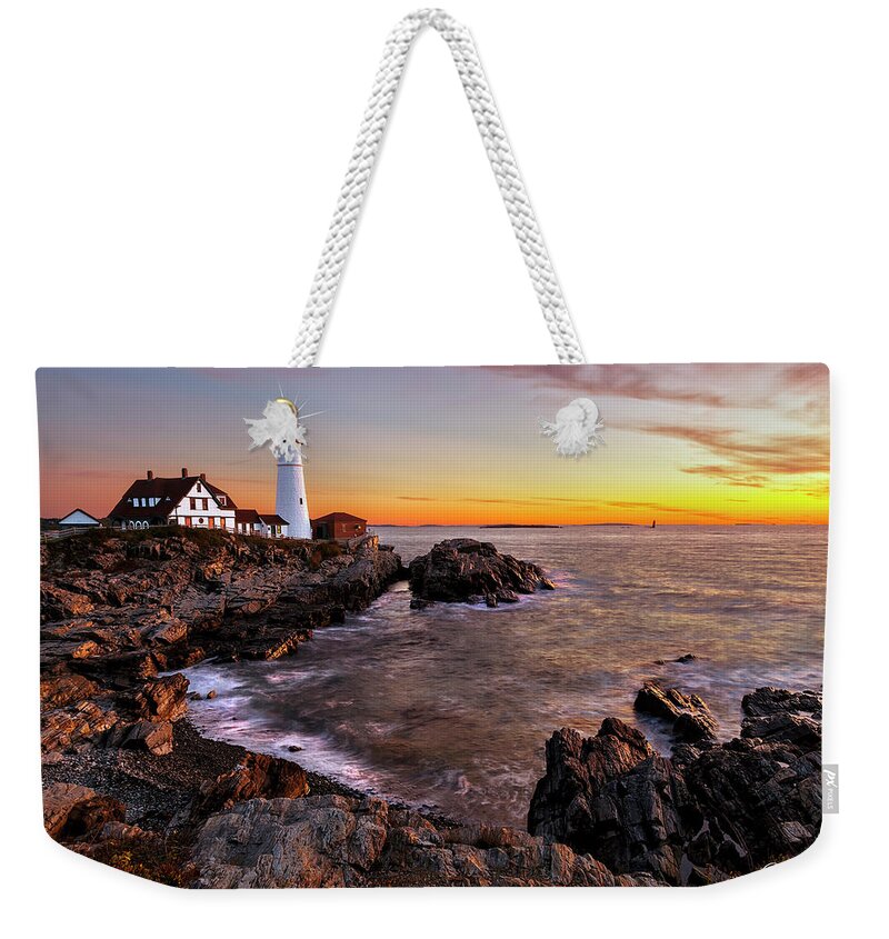 Maine Weekender Tote Bag featuring the photograph Portland Head Lighthouse by Gary Johnson