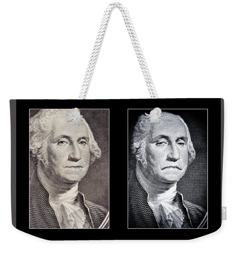 Economy Weekender Tote Bag featuring the digital art Portrait of a Depressed Dollar - A Satirical Depiction by Tom Mc Nemar