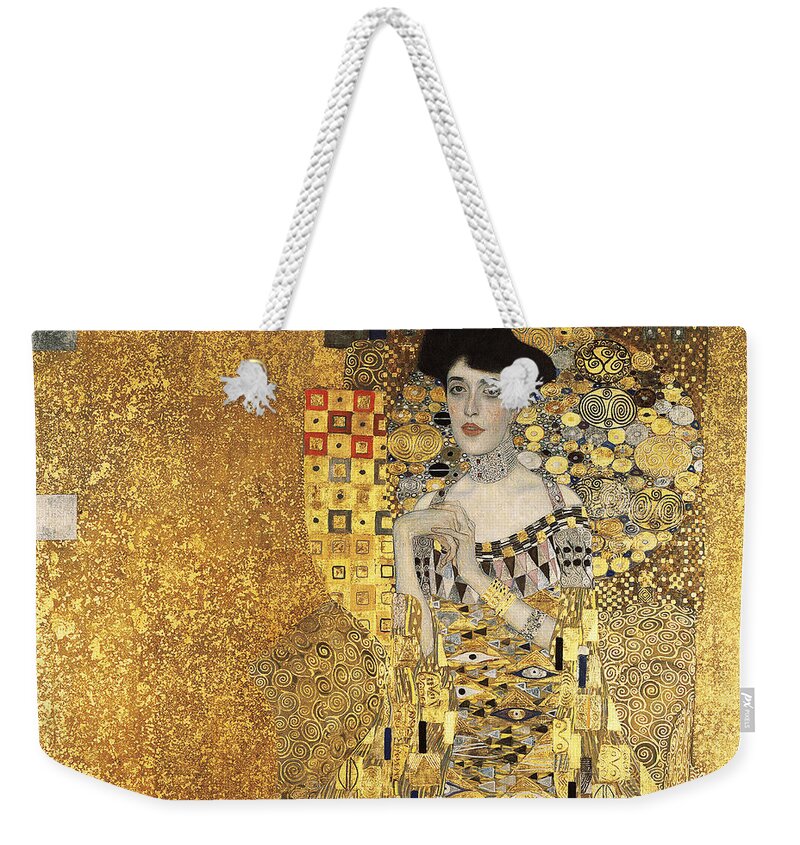 The Kiss Weekender Tote Bag featuring the painting Portrait of Adele Bloch Bauer I 1907 Gustav Klimt T-shirt by Tony Rubino