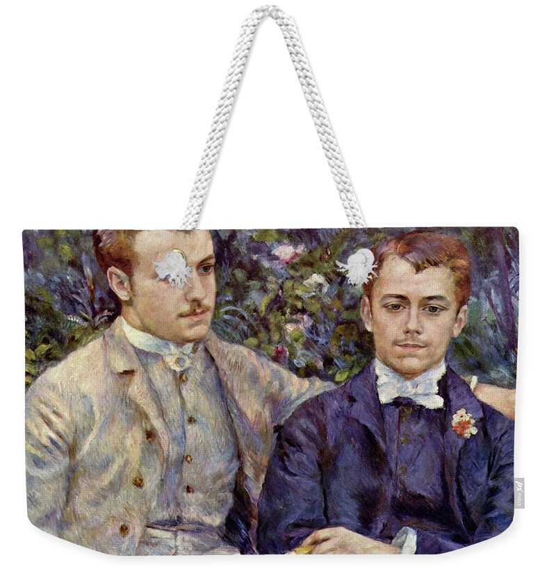 Pierre Weekender Tote Bag featuring the painting Portrait of Charles and Georges by Pierre Auguste Renoir
