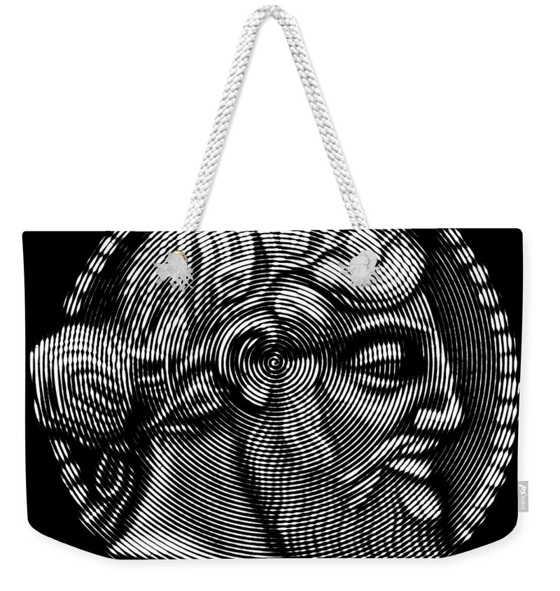 Famous Weekender Tote Bag featuring the digital art portrait of Dionysus aka Bacchus , God of winemaking and wine by Cu Biz