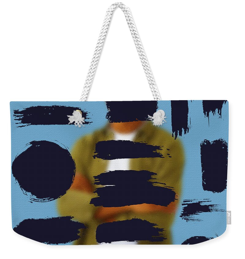 Man Weekender Tote Bag featuring the painting Portrait of smart, professional african-american man, standing w by Tony Rubino