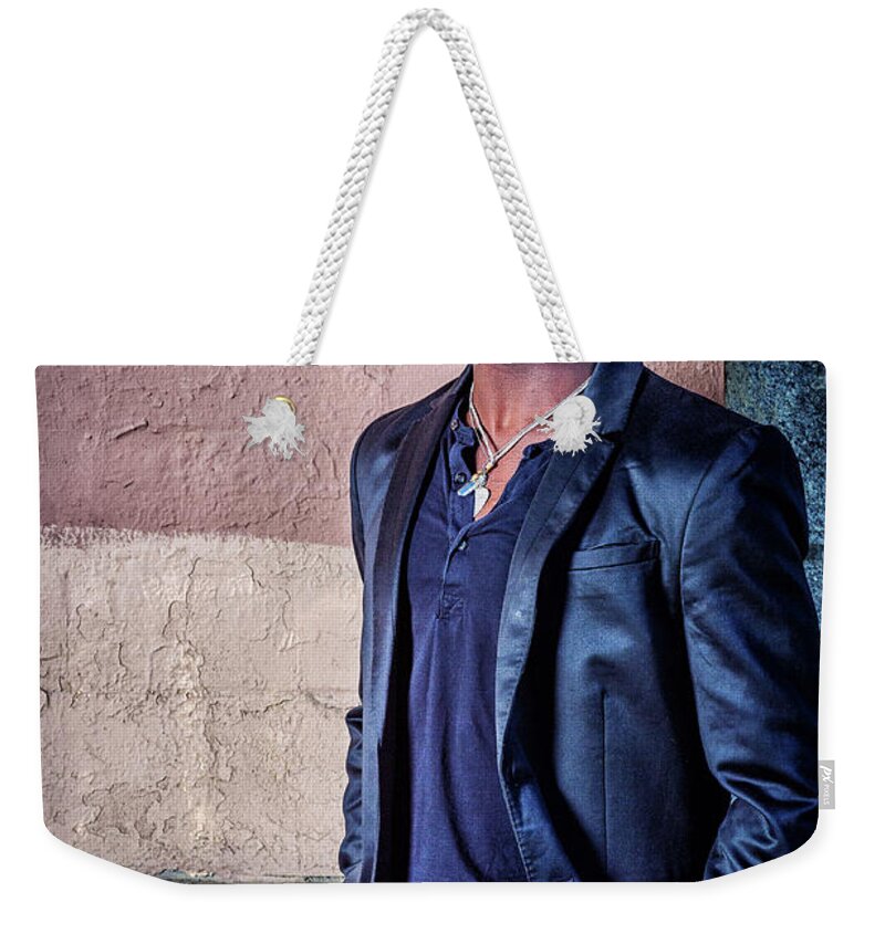 Young Weekender Tote Bag featuring the photograph Portrait of Young Black Guy by Alexander Image