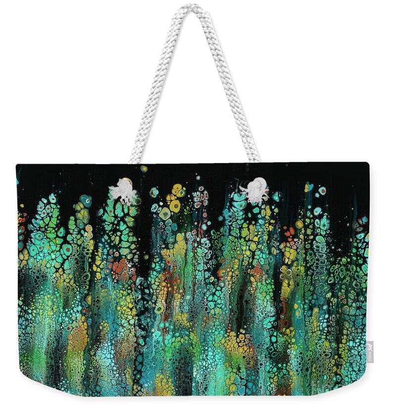 Abstract Weekender Tote Bag featuring the painting Poseidon's Garden by Lucy Arnold