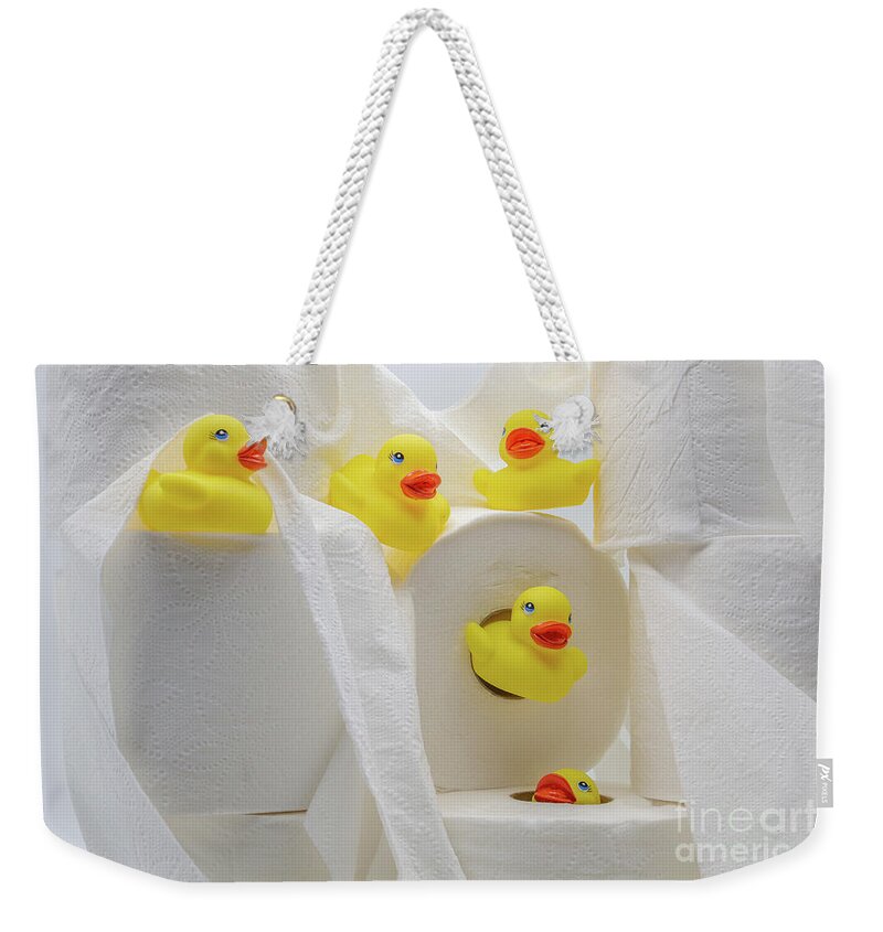Duckies Weekender Tote Bag featuring the photograph Potty Time by John Hartung