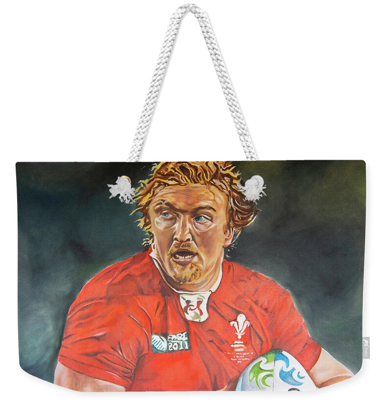Andy Powell Weekender Tote Bag featuring the painting Powell A by James Lavott