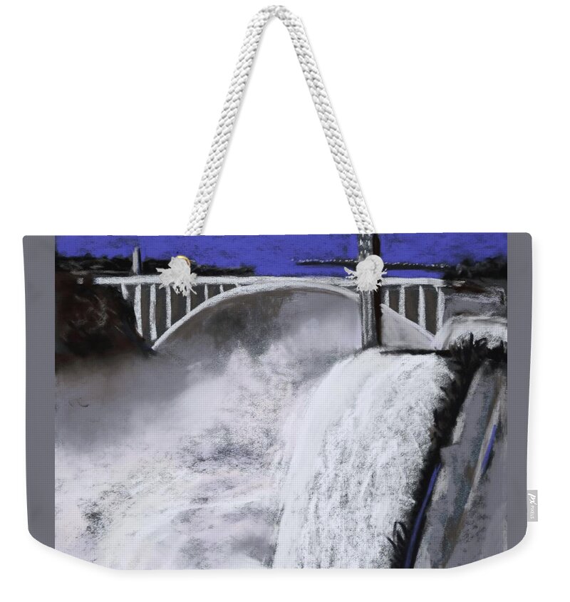 Waterfall Weekender Tote Bag featuring the pastel Power Of Water by M Diane Bonaparte