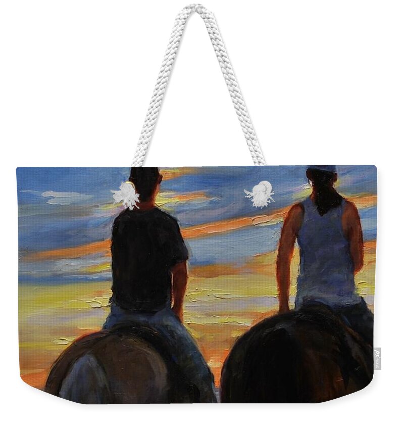 Horses Weekender Tote Bag featuring the painting Prairie Girls by Ashlee Trcka