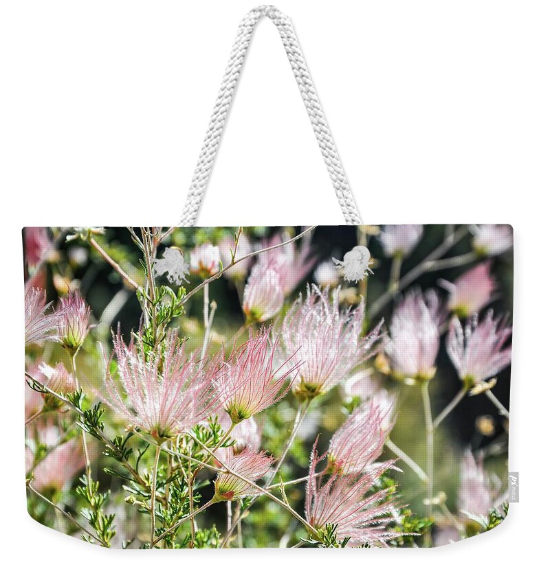 Wildflower Weekender Tote Bag featuring the photograph Prairie Smoke Wildflower by Rebecca Herranen