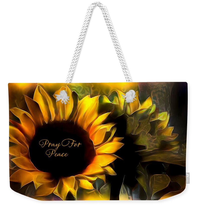 Sunflower Weekender Tote Bag featuring the photograph Pray For Peace by Debra Kewley