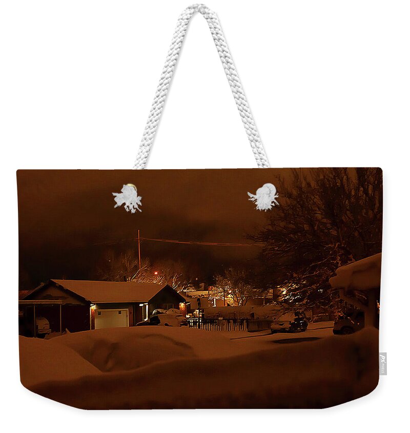 Storm Weekender Tote Bag featuring the photograph Predawn After Snow by Scott Cordell