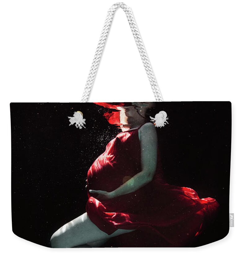 Underwater Weekender Tote Bag featuring the photograph Pregnant in Red by Gemma Silvestre