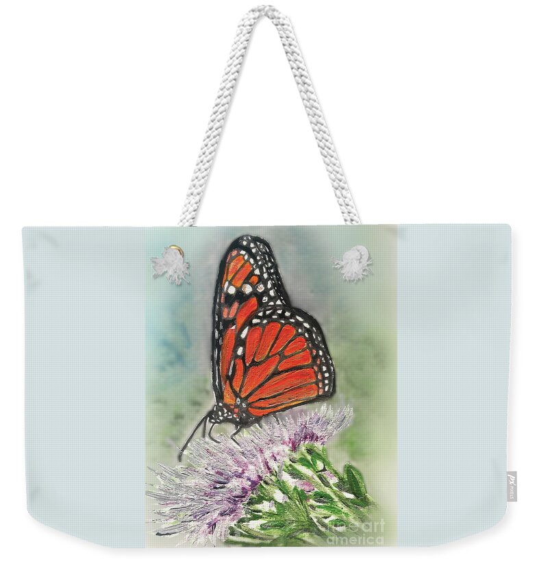 Monarch Weekender Tote Bag featuring the painting Preparing For Flight by Shelley Myers