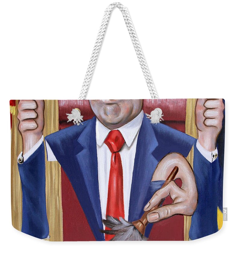 President Donald J Trump Weekender Tote Bag featuring the painting President Donald J Trump, Not Politically Correct by Anthony Falbo
