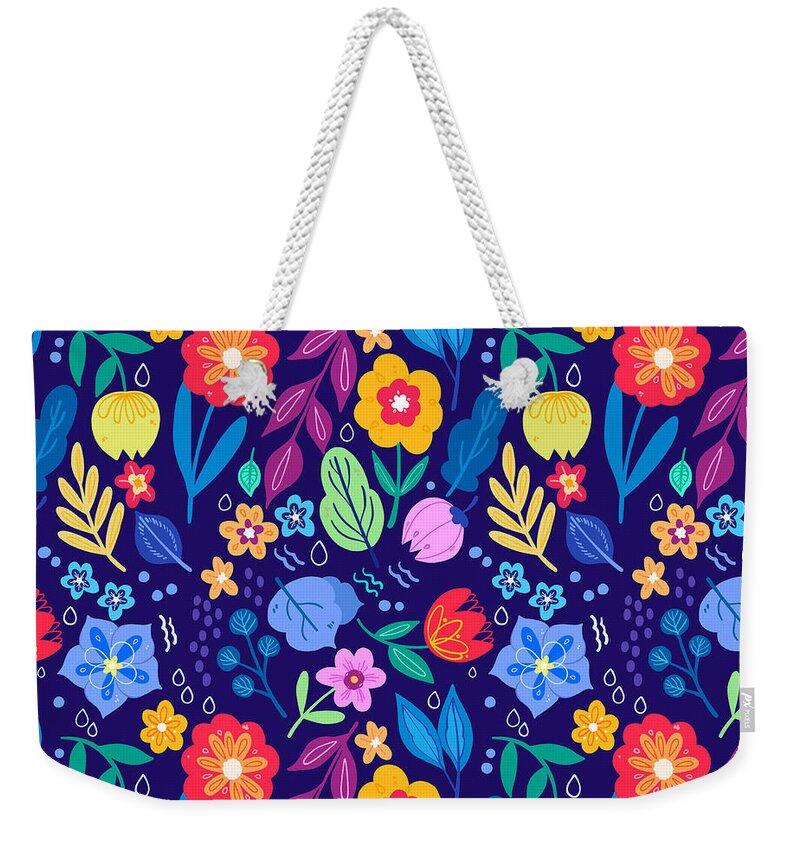 Weekender Pretty Ditsy Floral Pattern in Bright Colors for Summer Weekend Bag for Women Oversized Bags