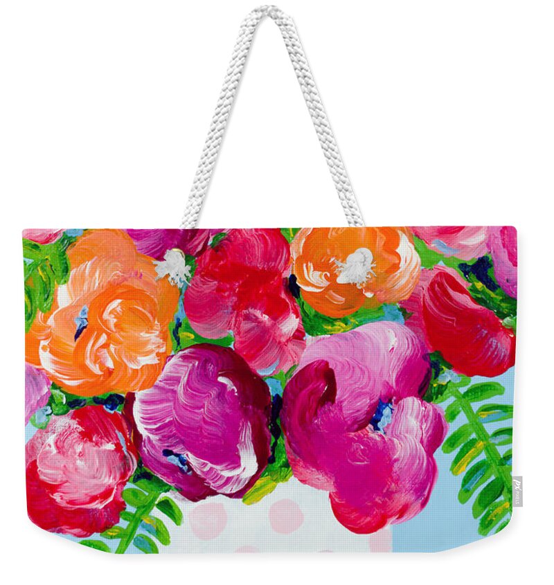 Floral Bouquet Weekender Tote Bag featuring the painting Pretty in Pink by Beth Ann Scott