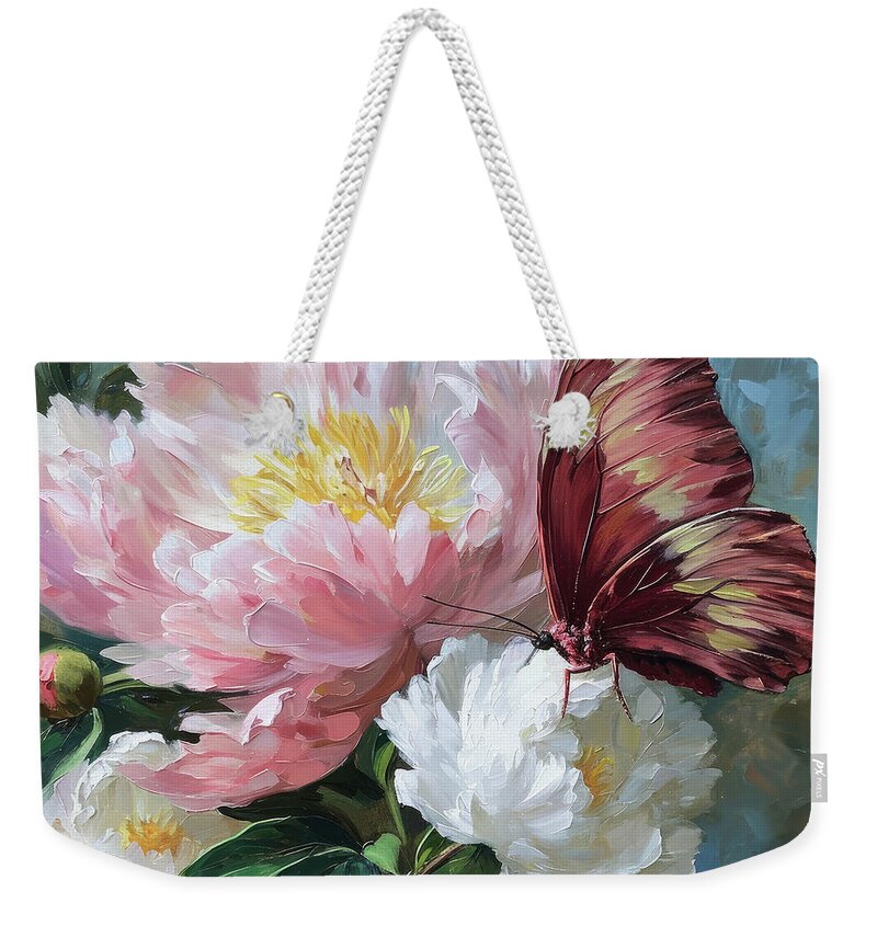 Butterfly Weekender Tote Bag featuring the painting Pretty Pink Butterfly by Tina LeCour
