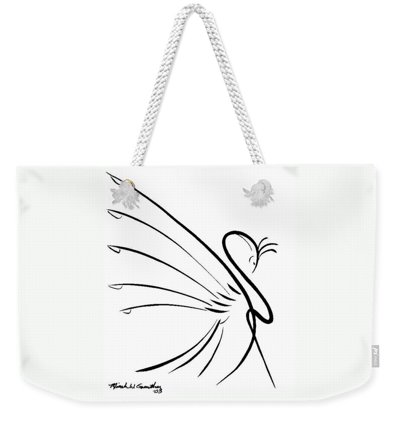 Peacock Weekender Tote Bag featuring the drawing Pride by Micah Guenther